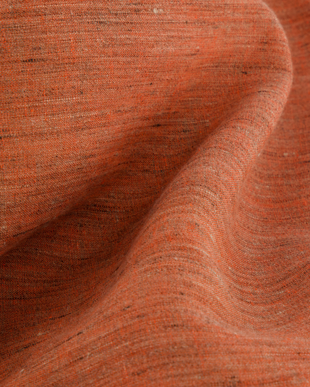 Premium belgian linen shirt fabric in orange motted color. 